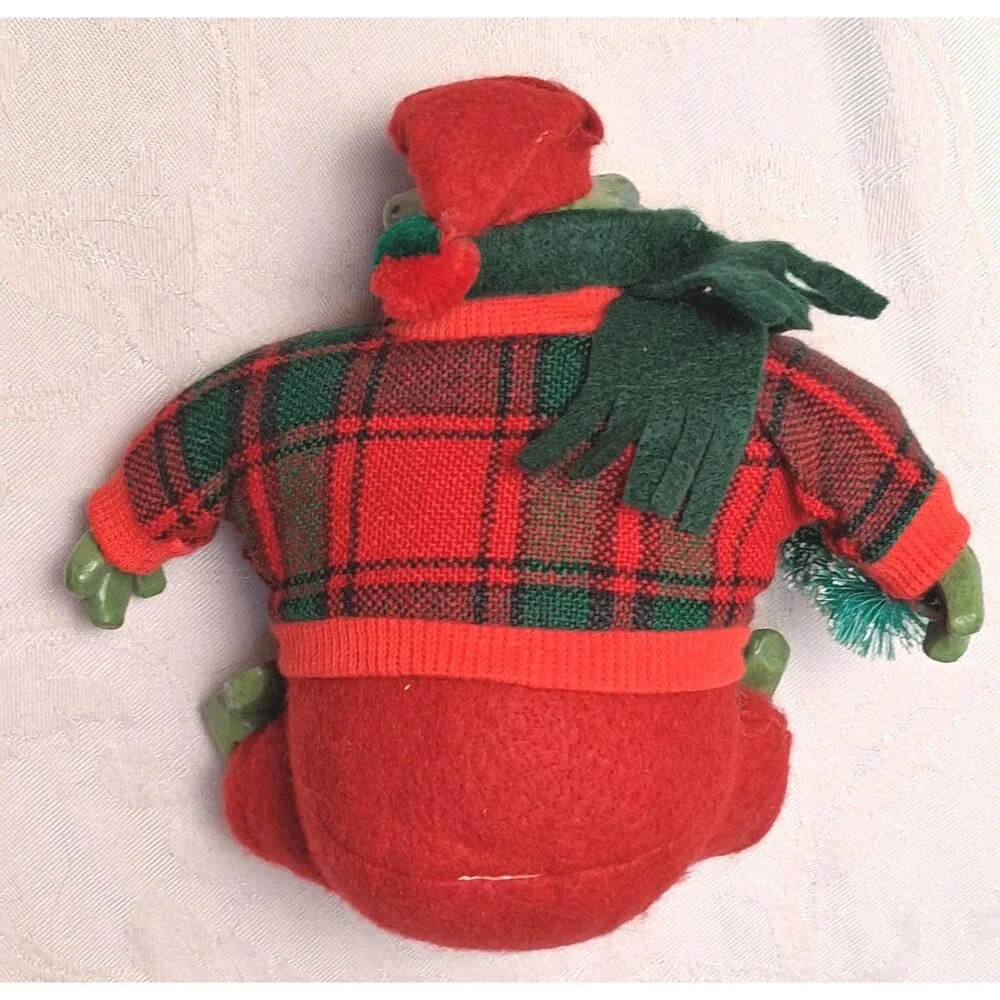 Vintage Berrie Christmas Frog Shelf Sitter Country Folks